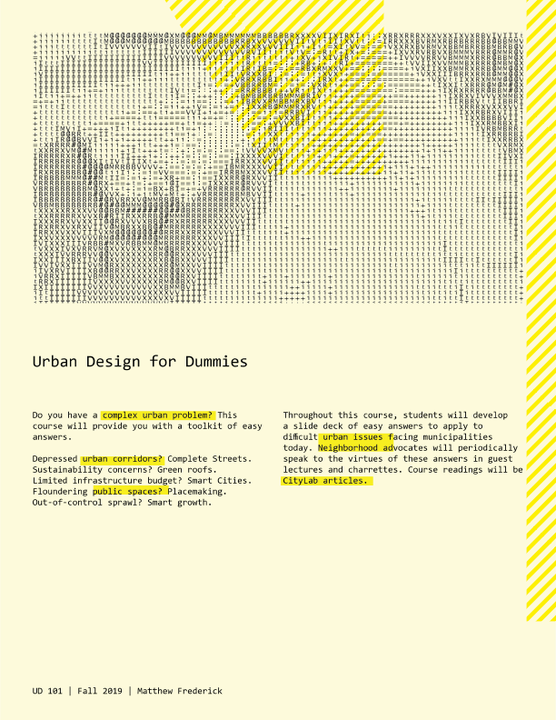 Syllabus for Urban Design for Dummies