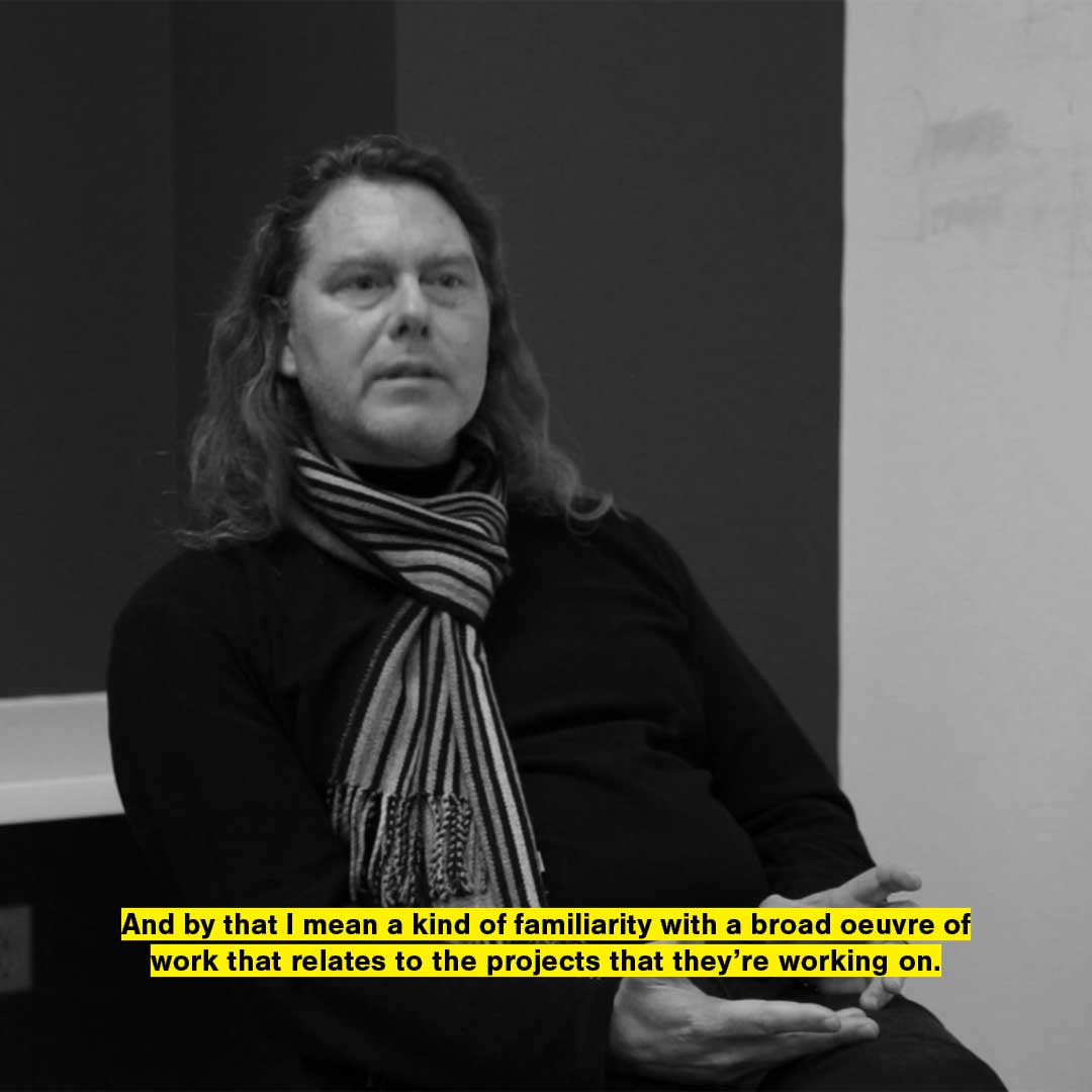 A video still from the interview with Geoff Thun.